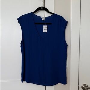J. Crew Royal Blue V-Neck Blouse